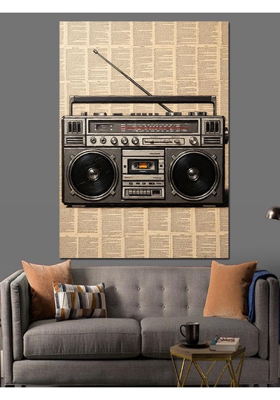 Ahşap Tablo Nostaljik Radyo Ve Gazete Tasarımı
