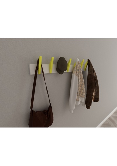 Hepsi3boyutlu Modern Duvar & Kapı Kanca Askılık - 7 Adet Sarı Kanca Askılık - Model No : 4 Sarı
