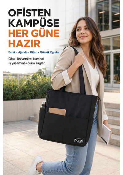 Orijinal Çok Gözlü Geniş İç Hacimli Su Geçirmez & Fermuarlı Yan Cepli Tote Bag Ofis Okul Üniversite Spor İçin Askılı Anne Shopper Günlük Çok Amaçlı El Kol Ve Omuz Çantası Büyük Boy - 35x34x9 Cm Siyah Orijinal Çok Gözlü Geniş İç Hacimli Su Geçirmez & Fermuarlı Yan Cepli Tote Bag Ofis Okul Üniversite Spor İçin Askılı Anne Shopper Günlük Çok Amaçlı El Kol Ve Omuz Çantası Büyük Boy - 35x34x9 Cm Siyah