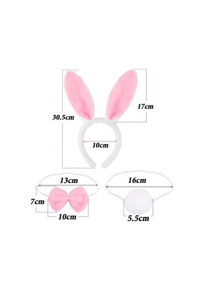 Tavşan Kostüm Seti Taç Papyon Kuyruk Pembe Renk Bx40 +0