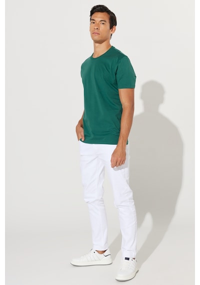 Ac&Co / Altınyıldız Classics Slim Fit Bisiklet Yaka Kısa Kol Pamuklu Erkek Tişört Koyu Yeşil