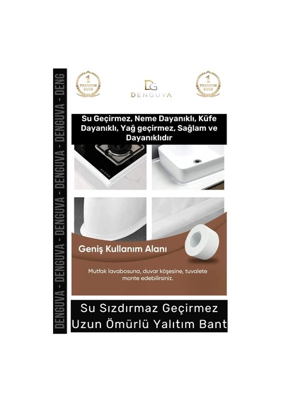 Premium Su Geçirmez Sızdırmaz Dayanıklı Lavabo Pvc Kenar Küf Önleyici 3.2m 20 Adet İzolasyon Bant