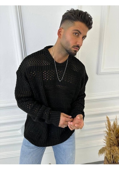 Elku Moda Kazak Oversize Özel Örme Tasarım Naturel Pamuk Bol Kesim Tüylenmez Triko Kazak Siyah Elku Moda Kazak Oversize Özel Örme Tasarım Naturel Pamuk Bol Kesim Tüylenmez Triko Kazak Siyah