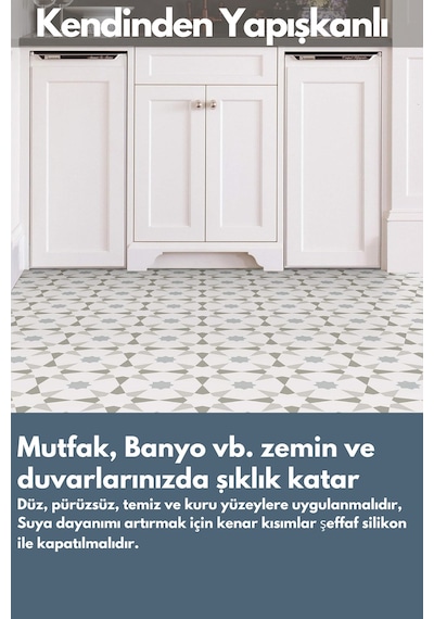 Technojet Kendinden Yapışkanlı Karo Pvc Mutfak Banyo Tezgah Kaplama Sticker 4adet 30cm 30cm