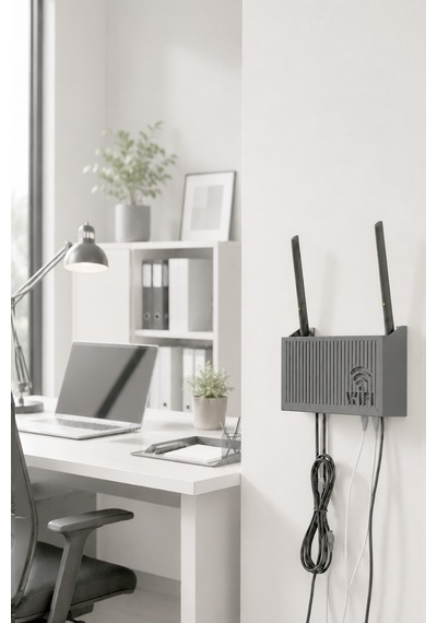 Duvara Asılabilir Wifi Vidalı Askı Yapışkanlı Modem Kutusu WiFi Router Rafı 25x15x6cm