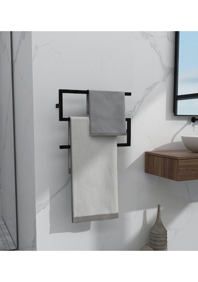 Sakura Mini S Dekoratif Havlu Askısı - Siyah Siyah