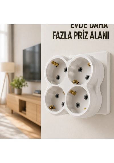 4 Lü Priz Çoğaltıcı Kablosuz Duvar Tipi Direkt Prize Takılan Priz Çoklayıcı Diğer