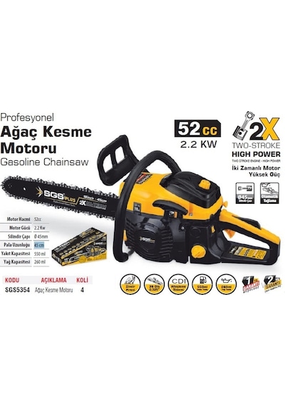 Sgs 5354 Profesyonel Benzinli Ağaç Kesme Motoru