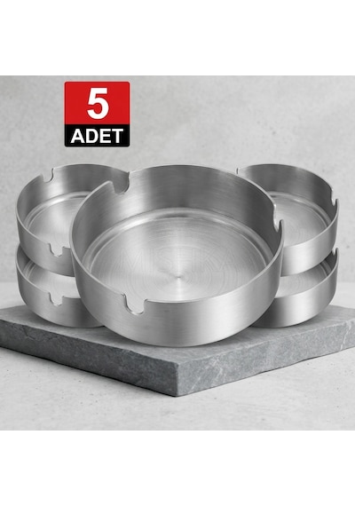 Premium 5'li Krom Kül Tablası Set 10 Cm Paslanmaz Çelik Şıklık
