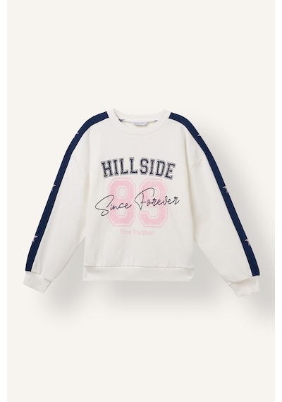 Defacto Bisiklet Yaka Şeritli Baskılı Sweatshirt Kız Çocuk I7535a826wner105 Ekru-er105