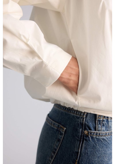 Defacto Balloon Fıt Dik Yaka Poplin Blazer Ceket H0893ax26smwt81 Beyaz-wt81