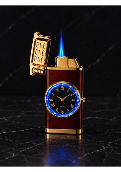 İsime Kişiye Özel Premium Saat Tasarım Metal Çakmak Özel Prestij Hediye Dolu Gönderim Kw