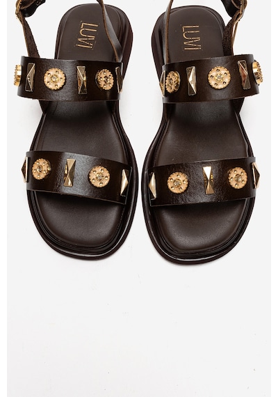 Luvishoes Lıbera Kahverengi Hakiki Deri Tokalı Kadın Sandalet