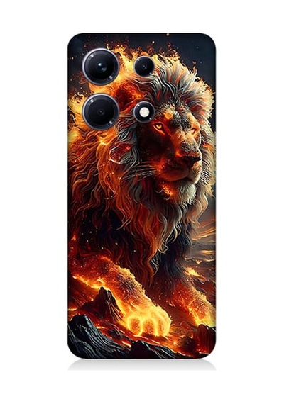 İnfinix Note 30 Uyumlu Alev Aslanı Desenli Silikon Kılıf