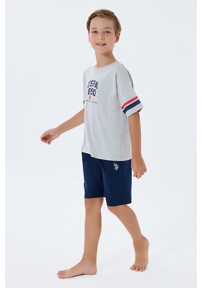 U.S. Polo Assn. Erkek Çocuk 2 Li Bermuda T-şhirt Takım Gri-2305 Gri