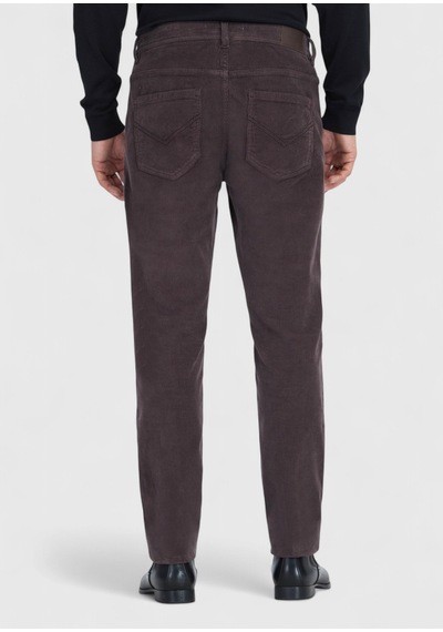 Ramsey Mürdüm Düz Dokuma Slim Fit Kadife Casual Pamuk Karışımlı Pantolon