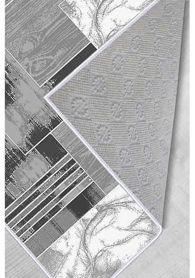 Rovigo Home Dijital Baskı Yıkanabilir Kaymaz Taban Salon Halısı Rvg0390 Gri