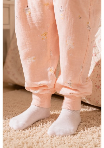 Babyhola Yazlık Müslin Çocuk Uyku Tulumu 1-8 Yaş Unisex Kısa Kollu %100 Pamuk 2703 Pembe