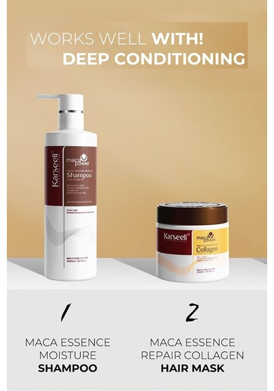 Maca Özü Onarıcı Repair Kolajen Saç Maskesi 500 Ml + Maca Özü Nemlendirici Şampuan 500 Ml Karsel - 725127557