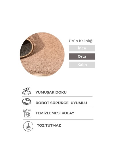 Oval Mabel Vizon Yumuşak Tuşeli Halı 10 Farklı Renk Seçeneği Kaymaz Taban Yıkanabilir Modern