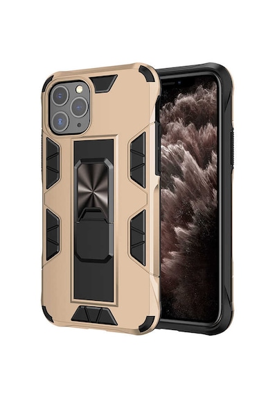 Kilifone - İphone 11 Pro Uyumlu Kılıf Katlanabilir Standlı Koruyucu Volve Kapak - Gold - T14105
