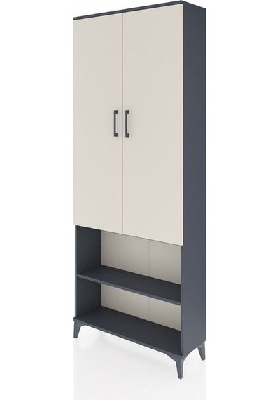 Arges Dolap 3 Raflı 2 Kapaklı Tek Askılı 88x30x221 Antrasit-aytaşı Antrasit