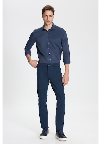 George Henry Pamuklu Slim Fit Dar Kesim 5 Cepli Esnek Chino Pantolon Lacivert