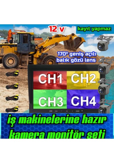 7'' Ekran + 4 Ad 170'' Geniş Açılı Kamera Seti Kayıt Yapmaz 12 V