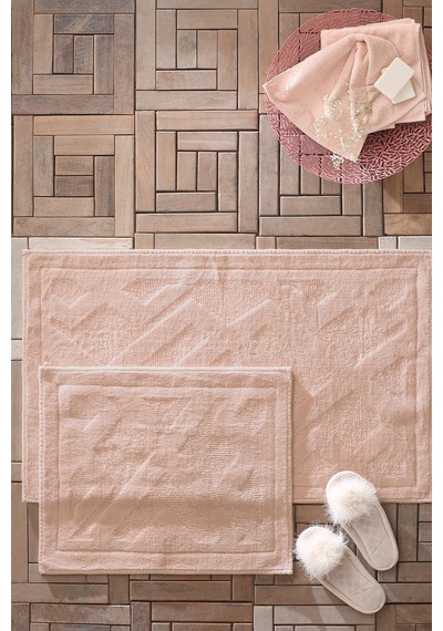 Yataş Bedding Milo Banyo Paspası Seti - Pudra (50x60 cm + 60x100 cm) Pudra