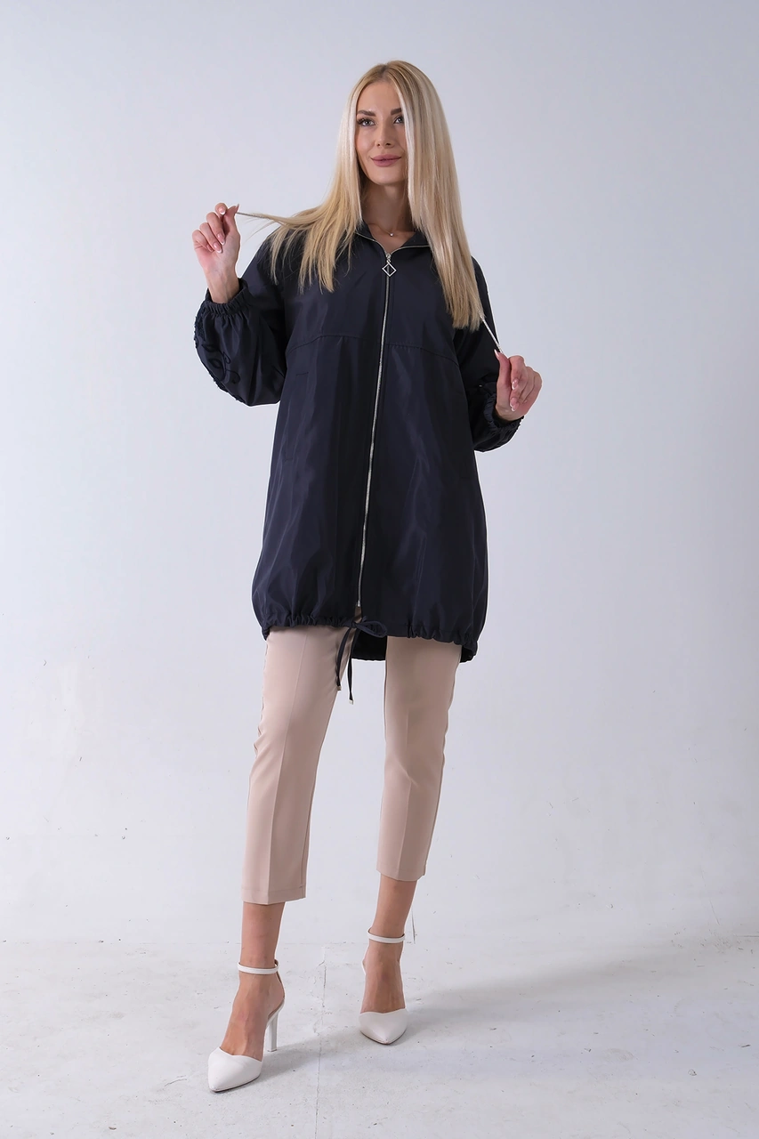 Feminist Lacivert 2 Cepli Kolları Dantel Taş İşlemeli Trenç 940140168.02 Lacivert