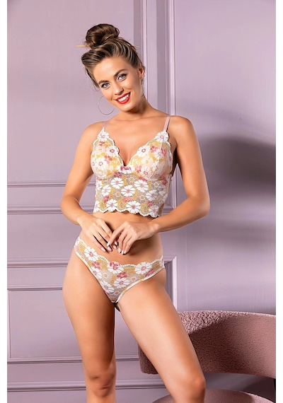Kocabey 32031 Dantelli Kaplı Desteksiz Bralet Slip Külot Takım SOMON