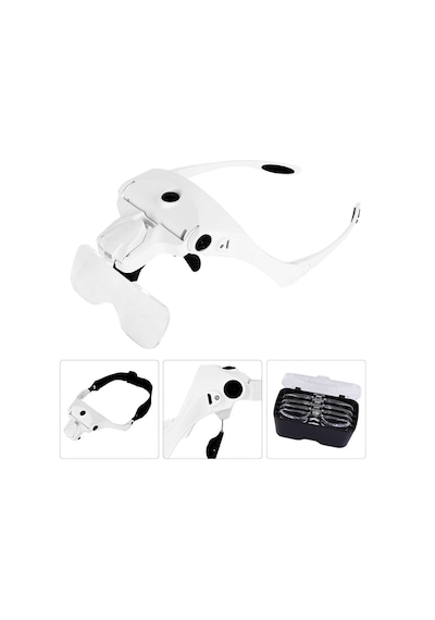 Kafa Montaj Gözlük Büyüteç Usb Şarj Büyüteç 2 Led Işıkları İle Takı El Sanatları İzle Hobi 5 Lensler 1.0x 1.5x 2.0x 2.5x 3.5x Yakın Çalışma İçin