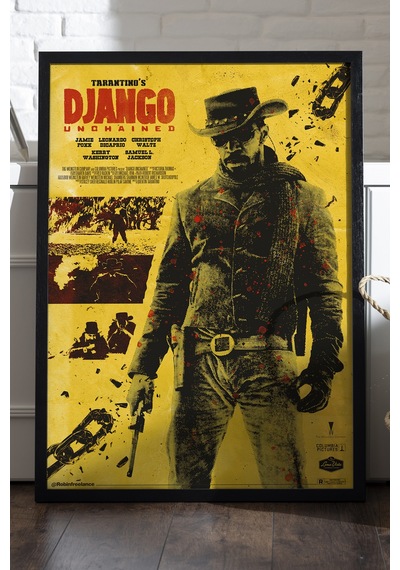 Django Unchained Siyah Ahşap Çerçeveli Poster, Film Duvar Tablosu