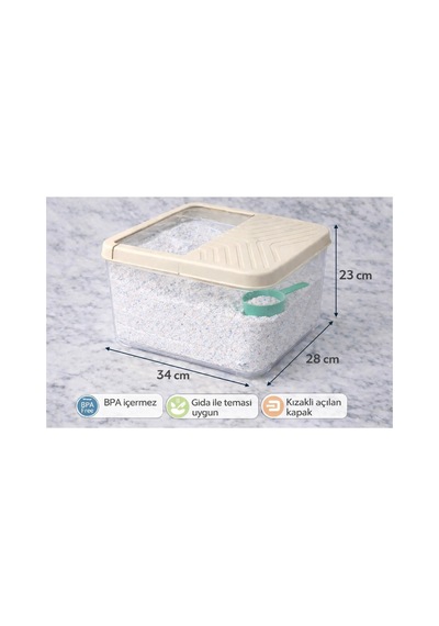 Büyük Boy Kapaklı Çok Amaçlı Saklama Kabı,16 Lt,erzak,deterjan,oyuncak Organizer,28x34x23 Cm Krem