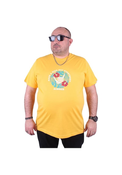 Starbattal Büyük Beden Erkek Sıfır Yaka Tişört Summer 23119 Sarı-Sarı Çok Renkli