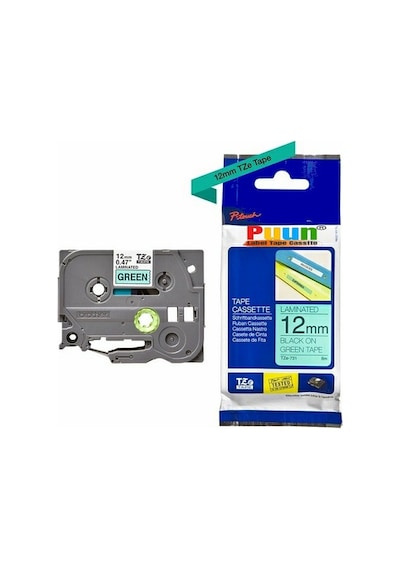 Puun Brother P-Touch TZE-731 12MM x 8m Yeşil Üzerine Siyah Uyumlu