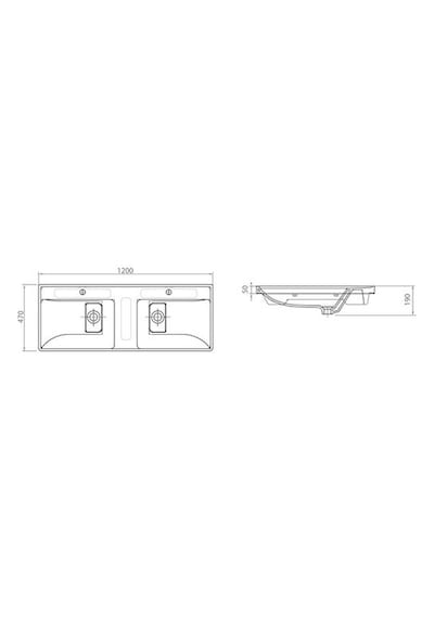 Lapino Quattro 120 CM Konsollu Etejerli Çift Bölme Lavabo Beyaz R