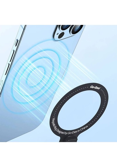 Telefon İçin Standlı Magnetik Yüzük Tutucu Aparat Go Des Gd-g085 3in1 Siyah