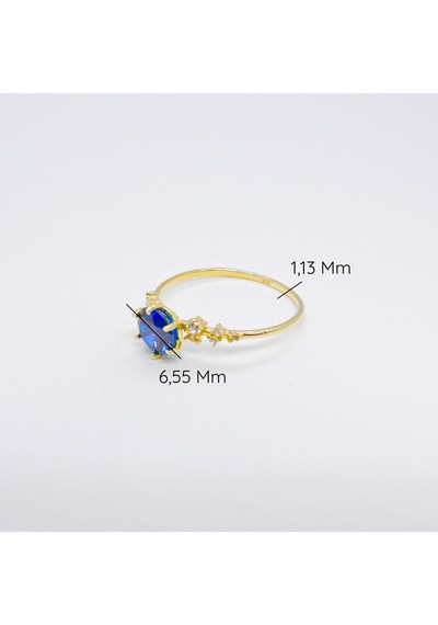 14 Ayar Altın Minimal Safir Yüzük 14 Ayar Altın