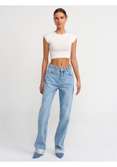 Dilvin Kadın Pamuk Ve Modal Karışımlı Crop Top T-shirt - 30528 001