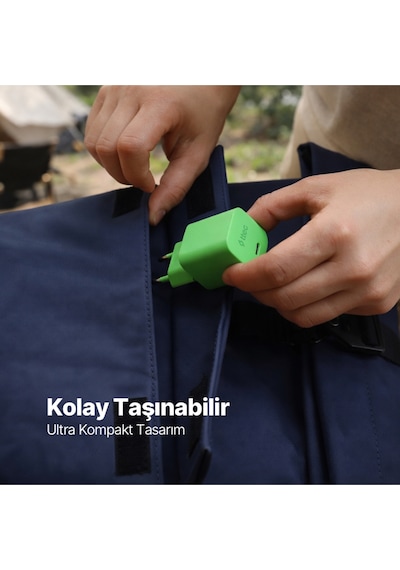 Ttec Smartcharger Gan 45W Avs PD Seyahat Hızlı Şarj Aleti + USB-C - USB-C 3A 120 CM Kablo Neon Yeşil