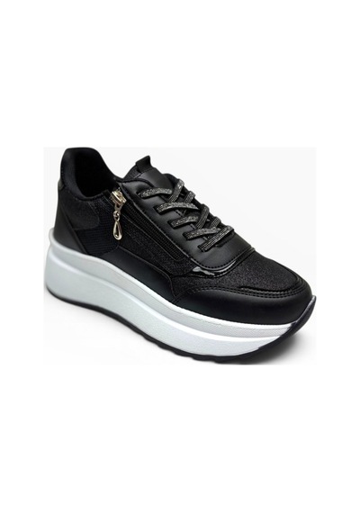 Alves 0846-26 Simli Cilt Deri Anatomik Taban Kadın Sneaker Siyah Beyaz 36-40
