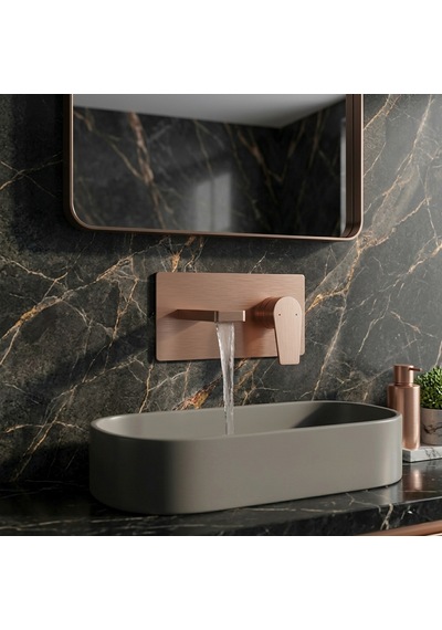 Rose Gold Ankastre Banyo Lavabo Bataryası