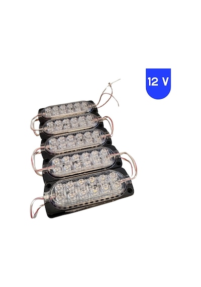 12 Volt 2.4 Watt 12 Smd Ledli Animasyonlu Kırmızı - Mavi Çakar Modül 5 Adet