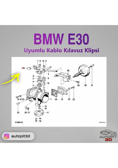 Bmw E30 Uyumlu Kablo Kılavuz Klipsi 4'lü Set Kablo Kılavuz Klipsi