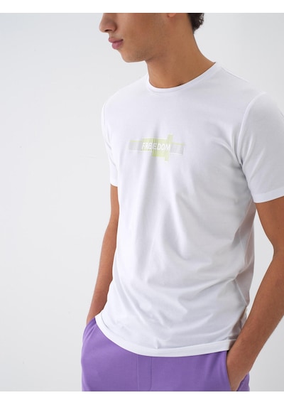 Xint Beyaz Pamuk Dokulu Slim Fit Tişört 502123