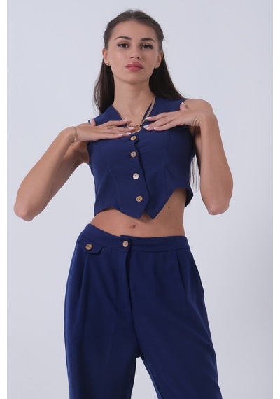 Feminist Saks Keten Yelekli Takım 0106321.26 001
