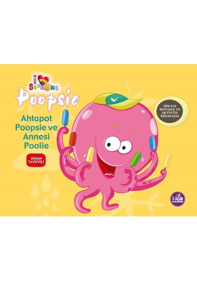 Ahtapot Poopsie ve Annesi Poolie - Hikaye Boyama ve Aktivite Bir Arada- Mor Kelebek