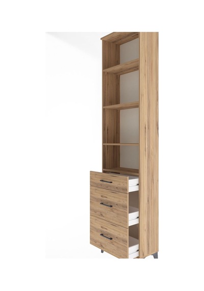 Arges Dolap 4 Raflı 3 Çekmeceli 60x30x243 Çam-çam Çam