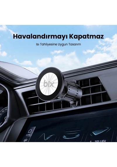 Bix Bxch14 360 Derece Metal Kancalı Manyetik Havalandırma Izgarası Araç İçi Telefon Tutucu